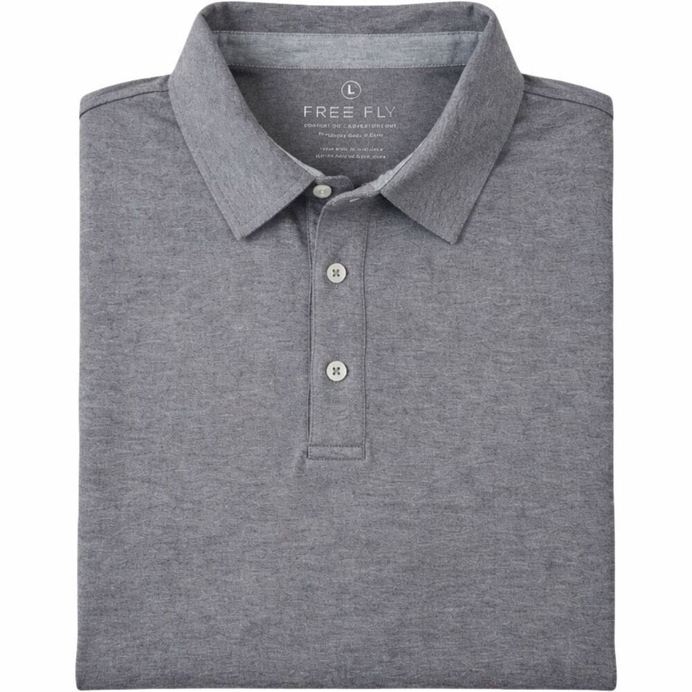 Free Fly Short Sleeve Polo Shirt Large Heather Gray